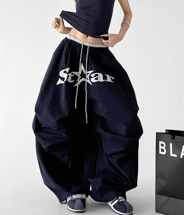 Star Graphic Parachute Wide - Leg Pants - CT730 - COPPING THREADS - CT Select