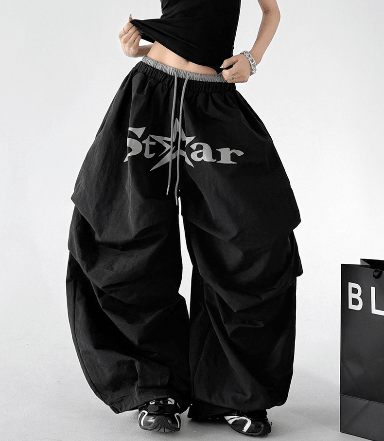 Star Graphic Parachute Wide - Leg Pants - CT730 - COPPING THREADS - CT Select