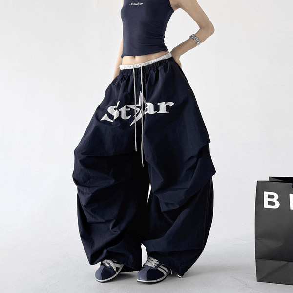 Star Graphic Parachute Wide - Leg Pants - CT730 - COPPING THREADS - CT Select