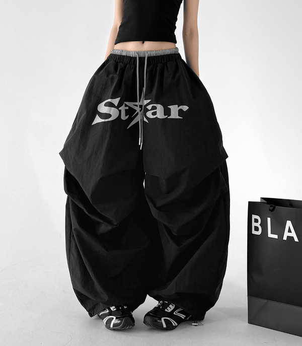 Star Graphic Parachute Wide - Leg Pants - CT730 - COPPING THREADS - CT Select