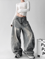 Star Graphic Washed Wide‑Leg Jeans - COPPING THREADS - CT Select