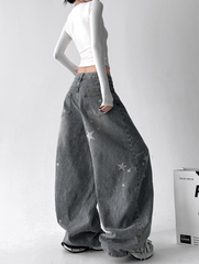Star Graphic Washed Wide‑Leg Jeans - COPPING THREADS - CT Select