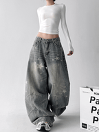 Star Graphic Washed Wide‑Leg Jeans - COPPING THREADS - CT Select