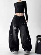 Star Graphic Washed Wide‑Leg Jeans - COPPING THREADS - CT Select