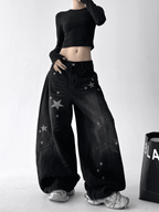 Star Graphic Washed Wide‑Leg Jeans - COPPING THREADS - CT Select