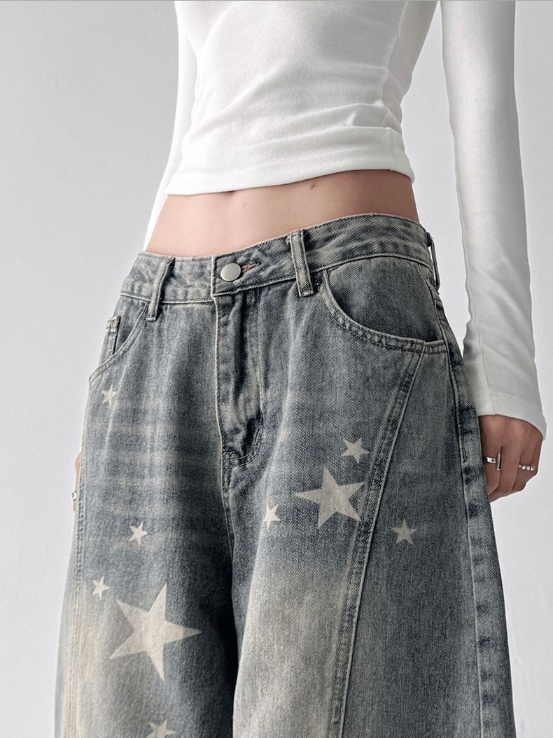 Star Graphic Washed Wide‑Leg Jeans - COPPING THREADS - CT Select