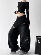 Star Graphic Washed Wide‑Leg Jeans - COPPING THREADS - CT Select