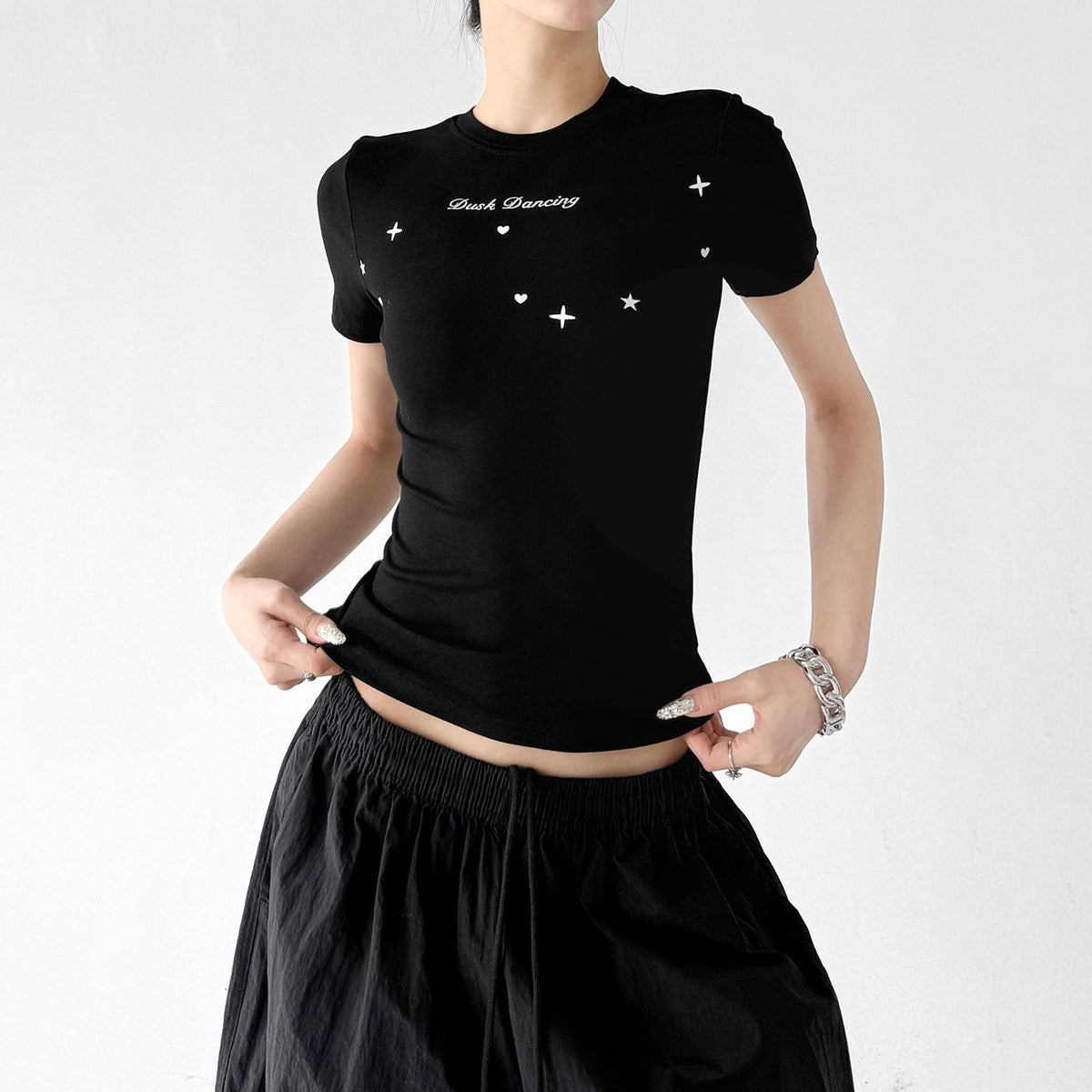 Star & Letter Print Fitted Tee - CT6678 - COPPING THREADS - CT ORIGINALS