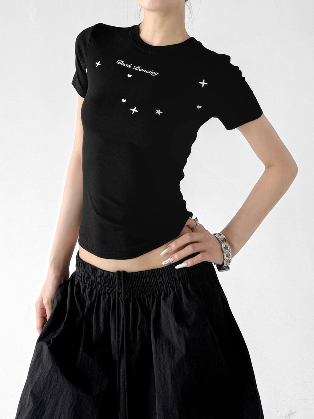 Star & Letter Print Fitted Tee - CT6678 - COPPING THREADS - CT ORIGINALS