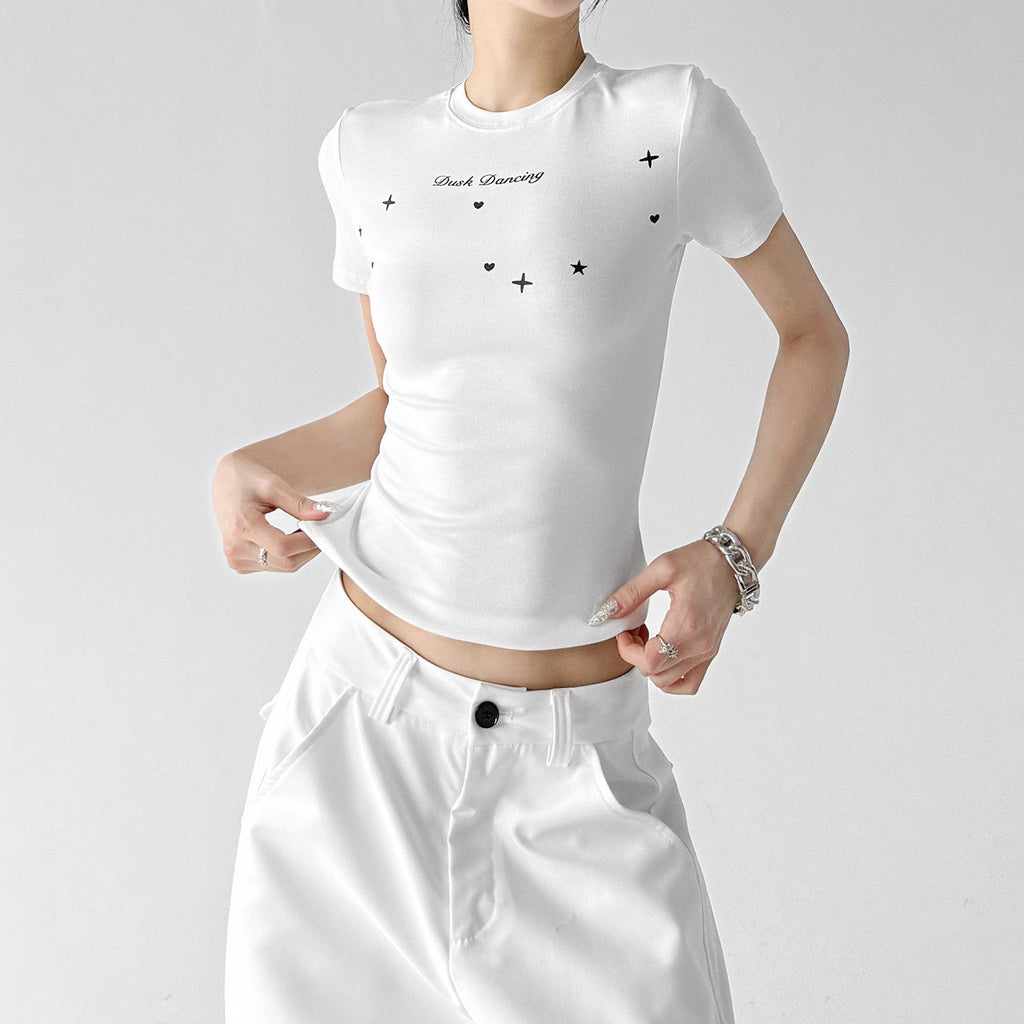 Star & Letter Print Fitted Tee - CT6678 - COPPING THREADS - CT ORIGINALS