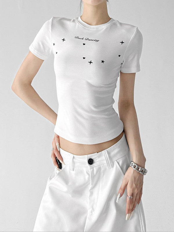 Star & Letter Print Fitted Tee - CT6678 - COPPING THREADS - CT ORIGINALS