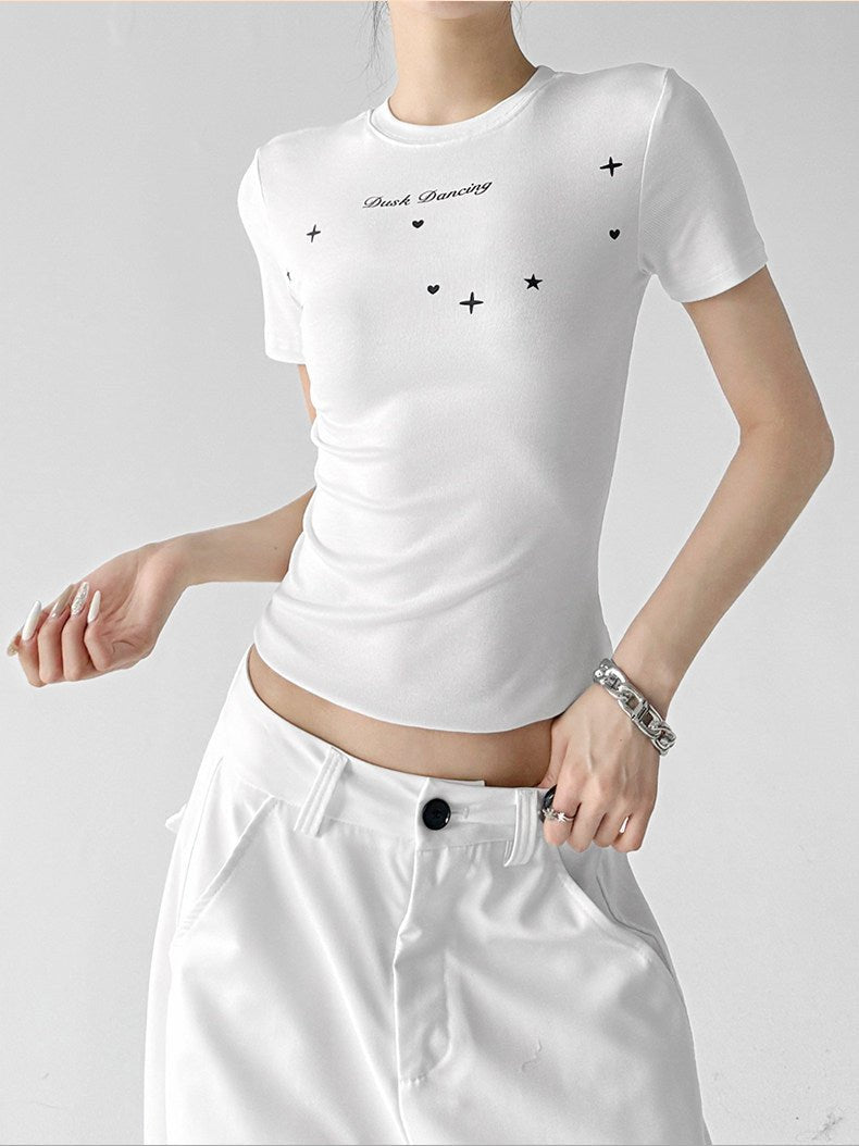 Star & Letter Print Fitted Tee - CT6678 - COPPING THREADS - CT ORIGINALS