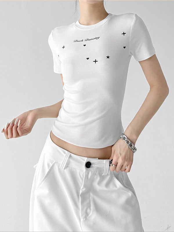 Star & Letter Print Fitted Tee - CT6678 - COPPING THREADS - CT ORIGINALS