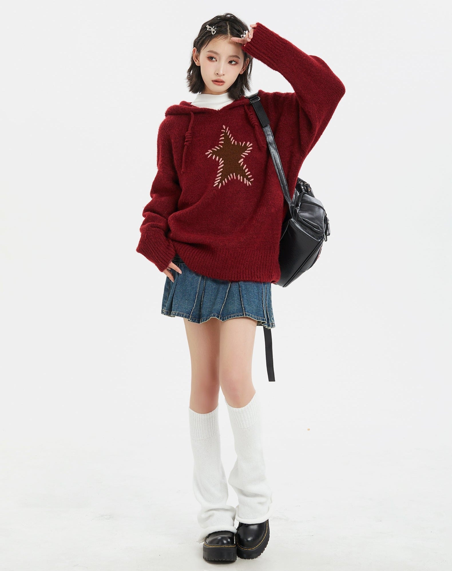 Star Pattern Knit Hoodie - COPPING THREADS - CT Select