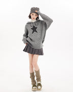 Star Pattern Knit Hoodie - COPPING THREADS - CT Select