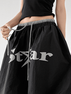 Star Print Drawstring Waist Curved Wide - Leg Parachute Pants – CT730 - COPPING THREADS - CT Select