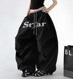 Star Print Drawstring Waist Curved Wide - Leg Parachute Pants – CT730 - COPPING THREADS - CT Select