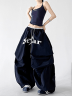 Star Print Drawstring Waist Curved Wide - Leg Parachute Pants – CT730 - COPPING THREADS - CT Select