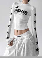 Star Print Fitted Long Sleeve Tee - COPPING THREADS - CT Select