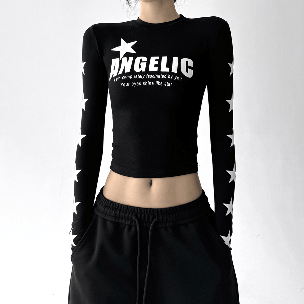 Star Print Fitted Long Sleeve Tee - COPPING THREADS - CT Select