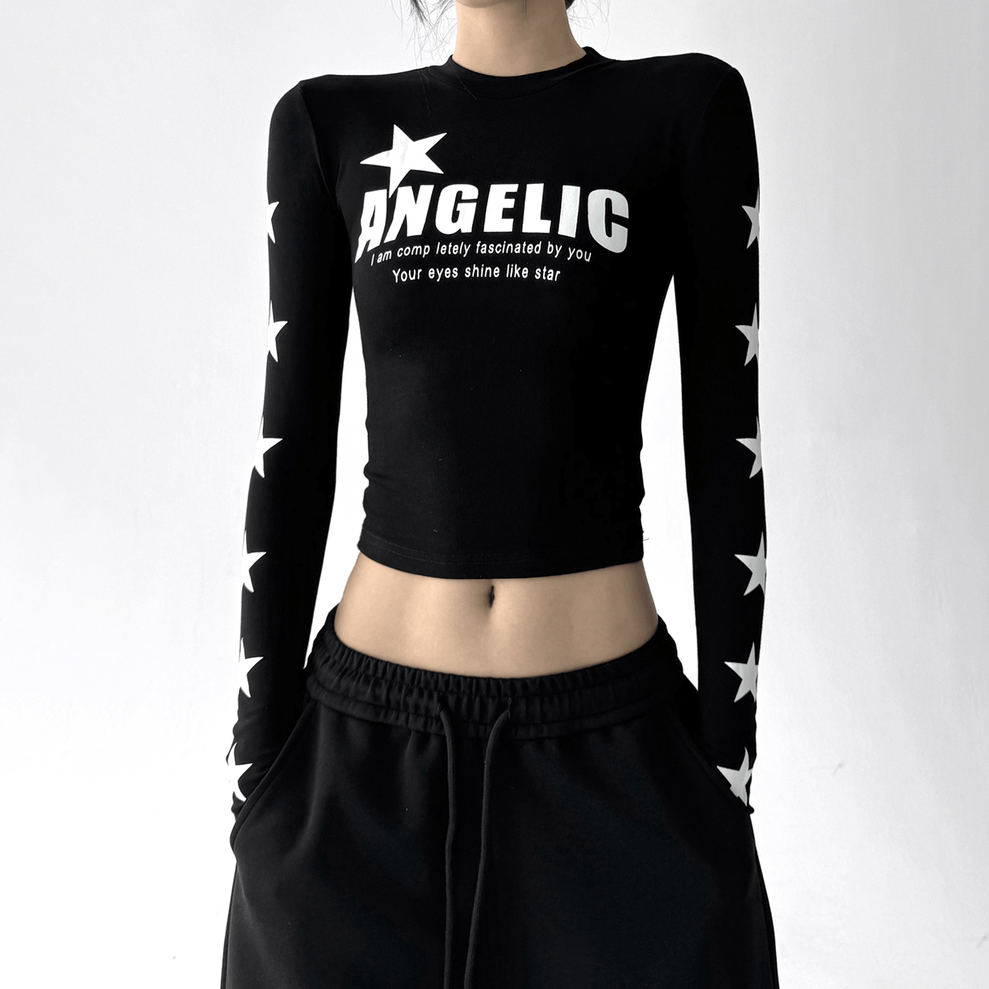 Star Print Fitted Long Sleeve Tee - COPPING THREADS - CT Select