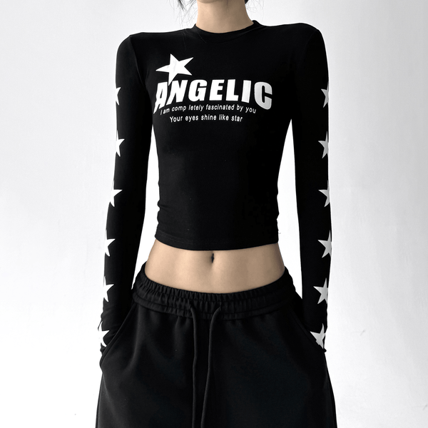 Star Print Fitted Long Sleeve Tee - COPPING THREADS - CT Select
