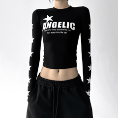 Star Print Fitted Long Sleeve Tee - COPPING THREADS - CT Select