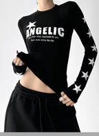 Star Print Fitted Long Sleeve Tee - COPPING THREADS - CT Select