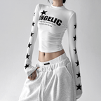 Star Print Fitted Long Sleeve Tee - COPPING THREADS - CT Select