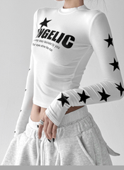 Star Print Fitted Long Sleeve Tee - COPPING THREADS - CT Select
