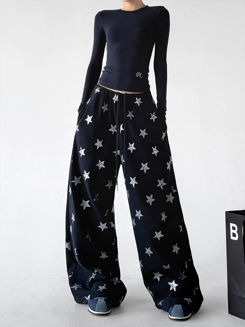Star-Print Rounded Wide-Leg Sweatpants - COPPING THREADS - CT ORIGINALS