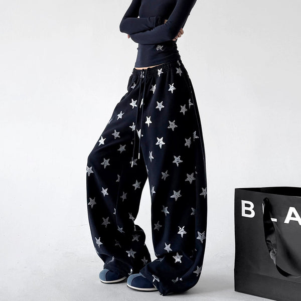 Star-Print Rounded Wide-Leg Sweatpants - COPPING THREADS - CT ORIGINALS
