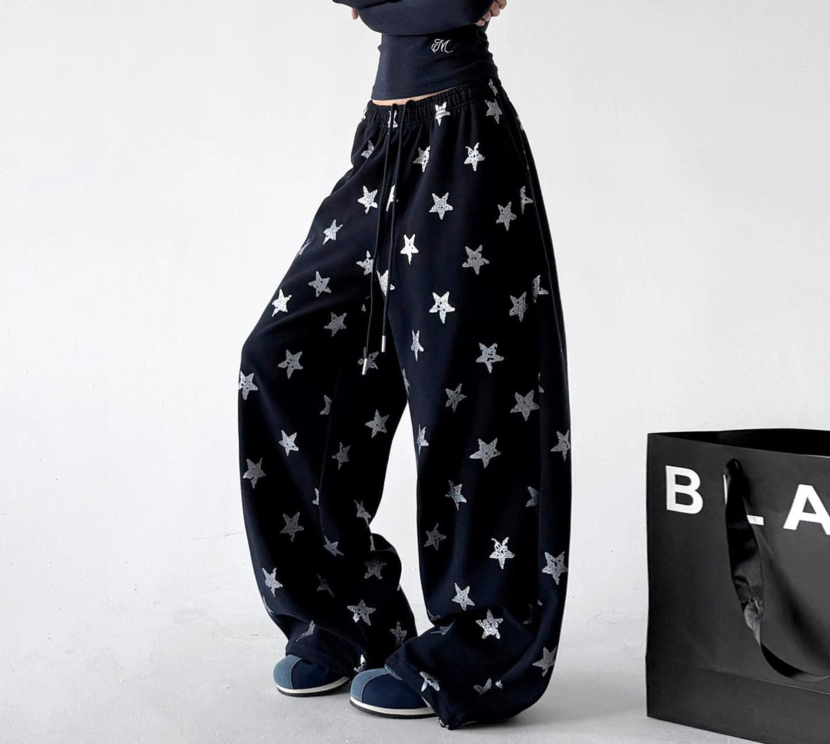 Star-Print Rounded Wide-Leg Sweatpants - COPPING THREADS - CT ORIGINALS