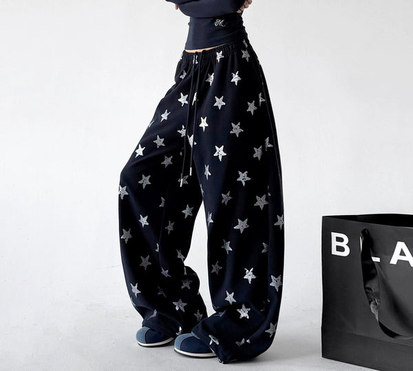 Star-Print Rounded Wide-Leg Sweatpants - COPPING THREADS - CT ORIGINALS