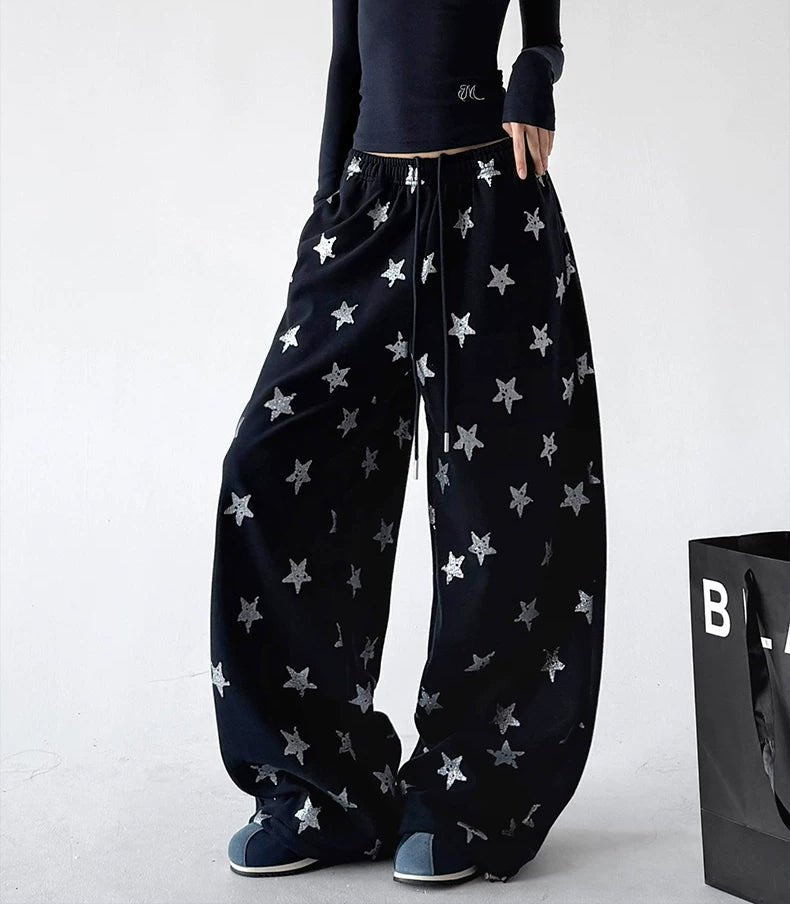 Star-Print Rounded Wide-Leg Sweatpants - COPPING THREADS - CT ORIGINALS