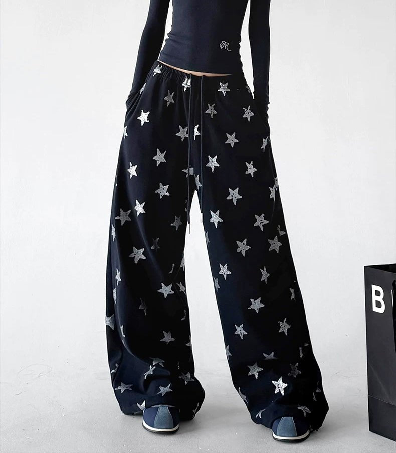 Star-Print Rounded Wide-Leg Sweatpants - COPPING THREADS - CT ORIGINALS