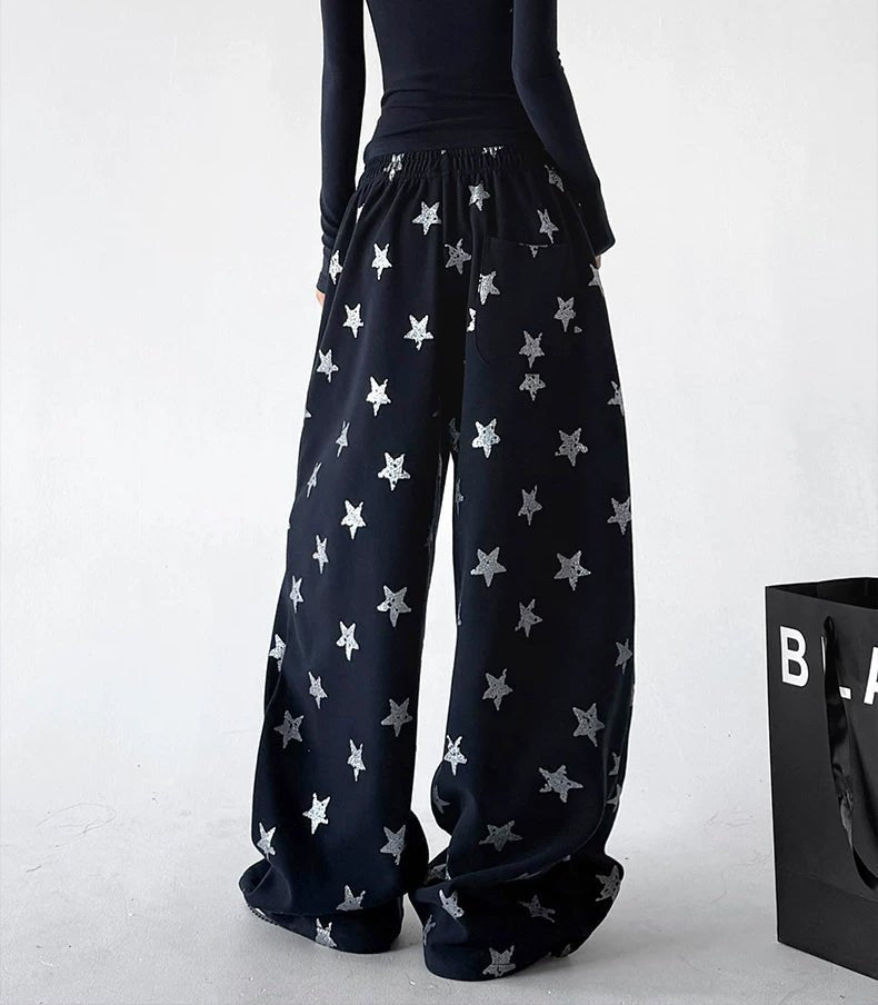 Star-Print Rounded Wide-Leg Sweatpants - COPPING THREADS - CT ORIGINALS
