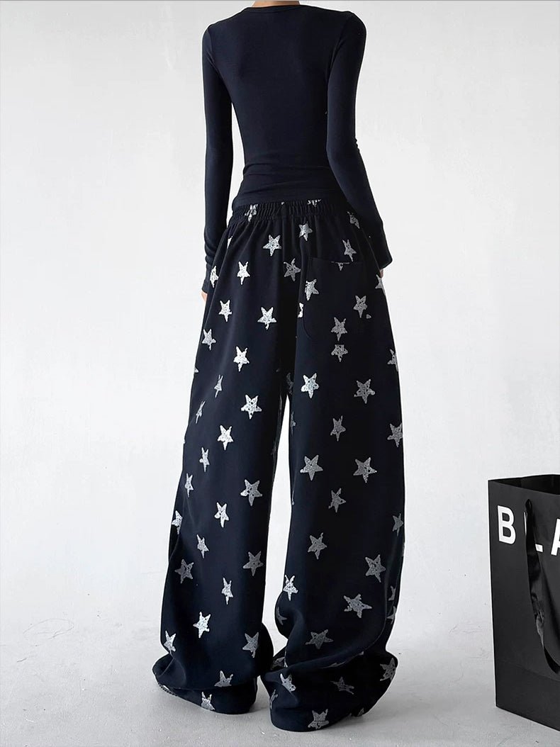Star-Print Rounded Wide-Leg Sweatpants - COPPING THREADS - CT ORIGINALS