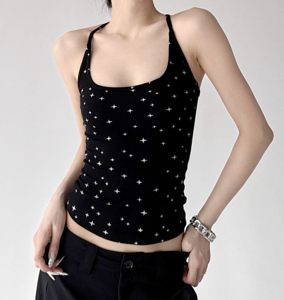 Star-Print Square-Neck Tank - CT6661 - COPPING THREADS - CT ORIGINALS