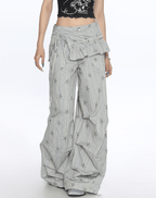 Star Print Striped Utility Pants with Ruffle Hip Flap - COPPING THREADS - CT Select