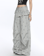 Star Print Striped Utility Pants with Ruffle Hip Flap - COPPING THREADS - CT Select
