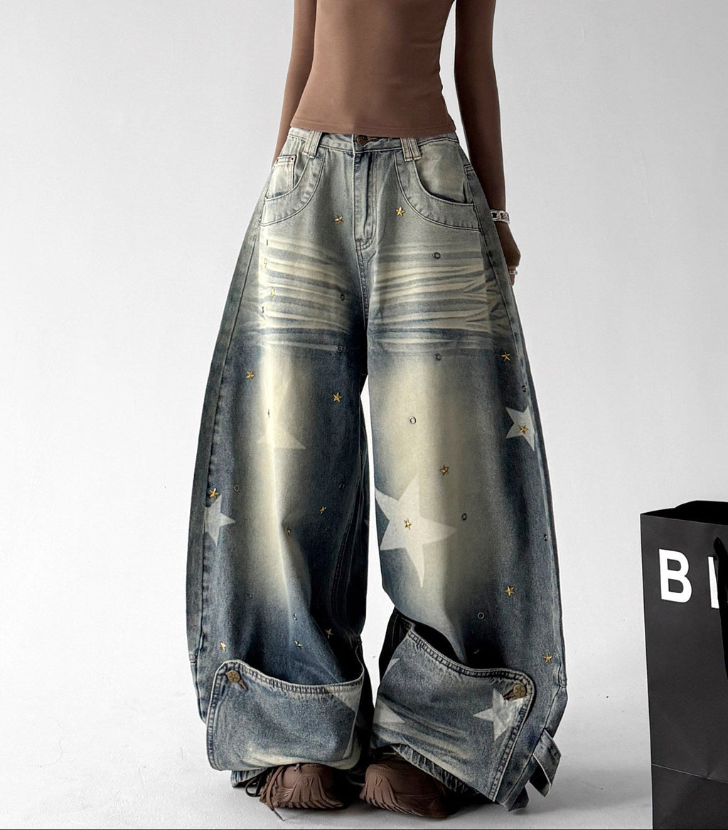 Star-Print Washed Jeans - CT3089 - COPPING THREADS - CT ORIGINALS
