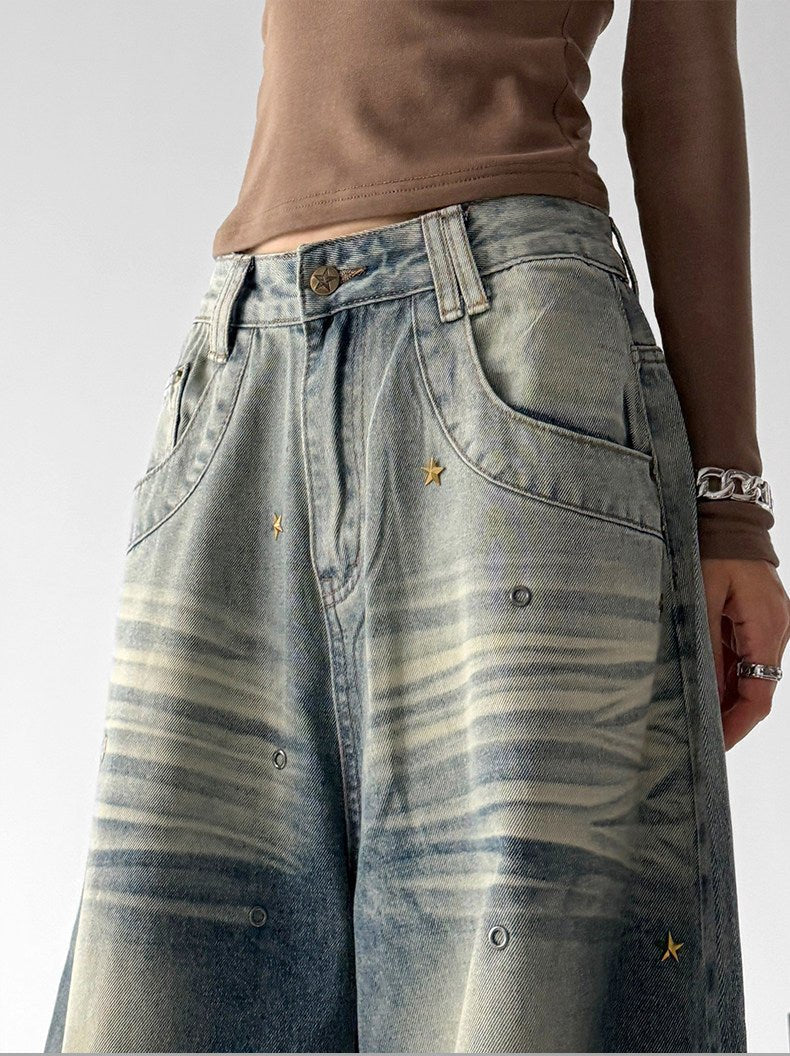 Star-Print Washed Jeans - CT3089 - COPPING THREADS - CT ORIGINALS