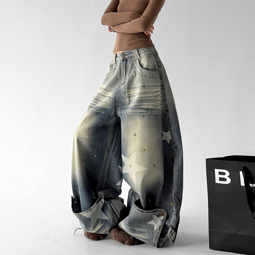 Star-Print Washed Jeans - CT3089 - COPPING THREADS - CT ORIGINALS