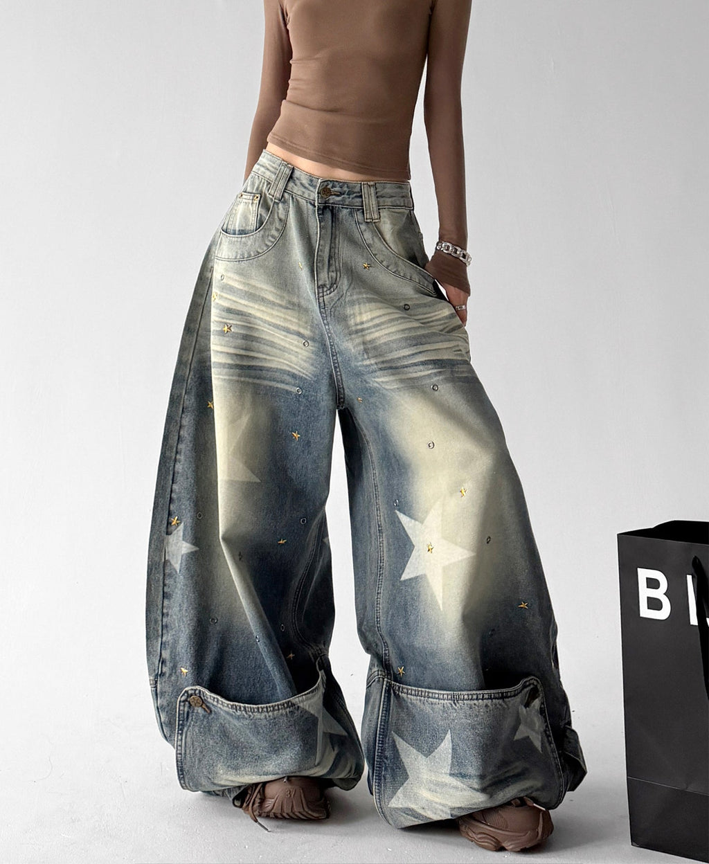 Star-Print Washed Jeans - CT3089 - COPPING THREADS - CT ORIGINALS