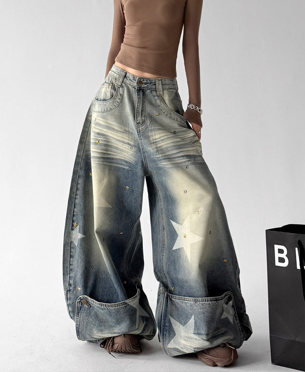 Star-Print Washed Jeans - CT3089 - COPPING THREADS - CT ORIGINALS