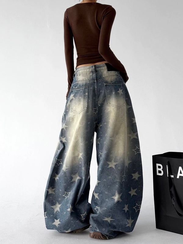 Star-Print Wide-Leg Jeans - COPPING THREADS - CT ORIGINALS
