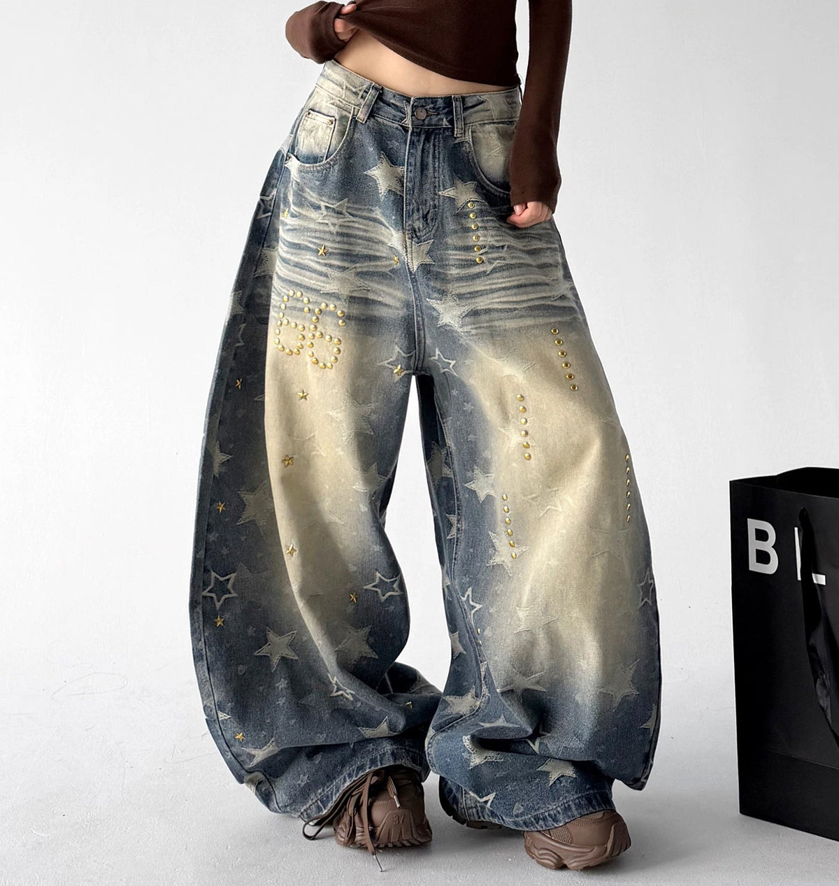 Star-Print Wide-Leg Jeans - COPPING THREADS - CT ORIGINALS