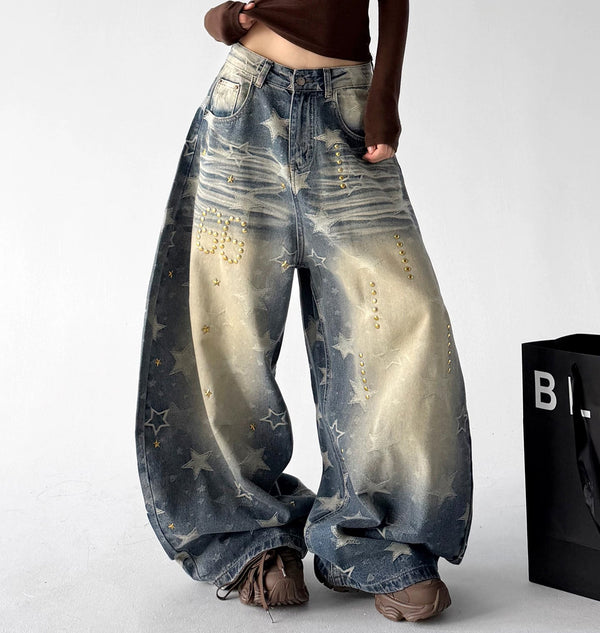 Star-Print Wide-Leg Jeans - COPPING THREADS - CT ORIGINALS
