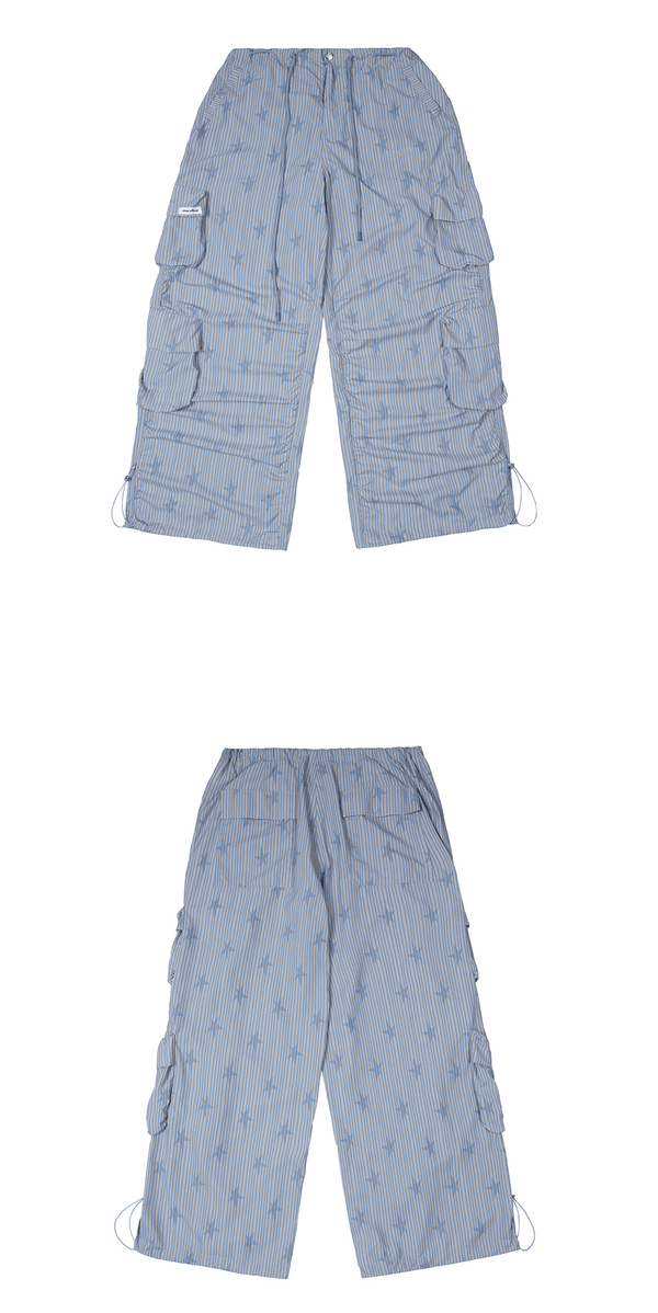 Star Stripe Multi - Pocket Drawstring Cargo Pants - COPPING THREADS - Jikoo